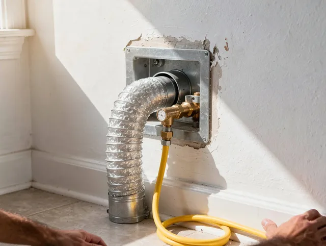 Hudson Dryer Vent Cleaning certified technician performing specialized gas dryer vent cleaning in Hudson